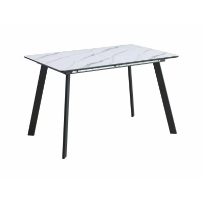 Стол обеденный SIGNAL BARI белый мрамор/черный мат 120-160/80